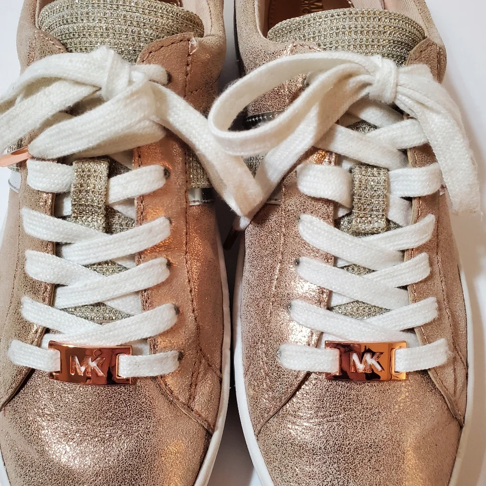 Michael Kors Keaton Stripe Metallic Mixed Leather Sneakers